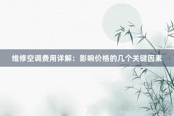 维修空调费用详解：影响价格的几个关键因素